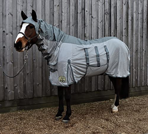 Ruggles Combo Fly Rug With Waterproof Top Line | Excellent Fly/Insect Protection for Horses and Ponies in Warm, Showery Weather (Moon Mist, 7')