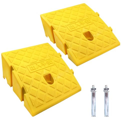 Rampa di Marciapiede in Plastica Rampa carrabile per marciapiede per Auto per Garage Rotelle car set da 2 con 2 Bulloni di Espansione