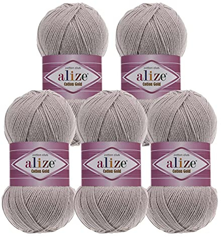5 x 100g Strickgarn Alize Cotton Gold Uni Klassikgarn Häkelgarn Strick-Wolle Farbwahl