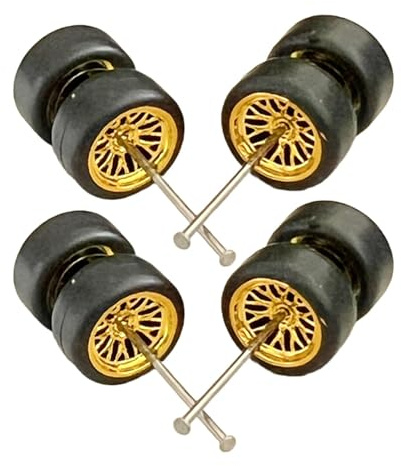 Sharplace 8X 1: 64 Räder Ersatz mit Rundstabachsen Simulation Modell Auto Räder Reifen für Automodelle Jungen Sammler Erwachsene, Gold B