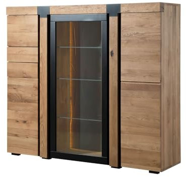 MASSIVMOEBEL24.DE Highboard Wildeiche 161x45x144 Natur geölt Rotterdam #101, Farbe:Natur geölt, Größe:160.5x45x144 cm