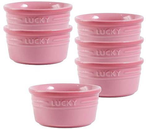 Cocotte Monoporzione Da Forno, Terrines, Pirottini In Ceramica, Crema Catalana Ciotole-rosa-Set di 6