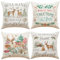PAPU 4er Kissenbezug 50x50 Weihnachten Set,Kissenbezüge Weihnachten Weihnachtskissen Leinen Weihnachtskissenbezüge Weihnachtliche Kissenhülle Sofa Schlafzimmer Couch Weihnachtskissenbezug