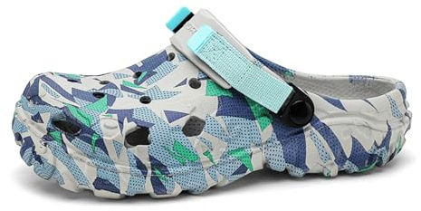 ihinzry Sabots de Jardin pour Hommes, Mules graphiques légères et respirantes en Caoutchouc Souple, Sandales de Plage et de Piscine pour Hommes