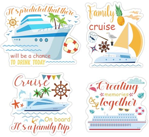 4pcs Large Cruise Door Decorations Magnetic, Funny Cruise Ship Door Decorations Reusable Cruise Door Magnets Cute Cruise Door Decor for Carnival Cruise Cabin Door Fridge
