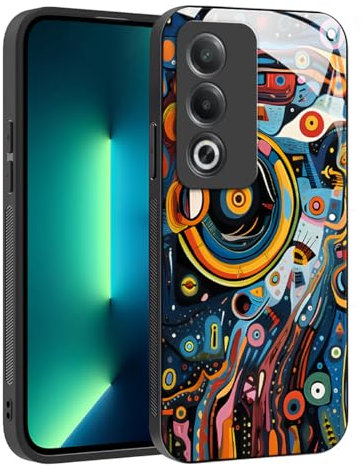YUXING Cover per Oppo A80 5G - Abstact Art Geometry Pattern Antigraffio Vetro Back Cover, Custodia Antiurto Antiscivolo Sottile (Abstact Art,01)