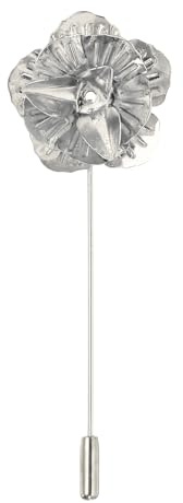 PATIKIL Herren Anstecknadel Silber Metall Blumen-Anstecknadel Brosche Rose für Hochzeitsbankett Eventanzug