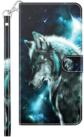 Dfjhure for Samsung Galaxy A16 5G/4G Case,Flip Folio PU Leather Phone Cover,Wallet Stand Feature Magnetic Closure Card Holder Slot Silicone Bumper Shockproof cases For Samsung Galaxy A16 5G/4G,Wolf
