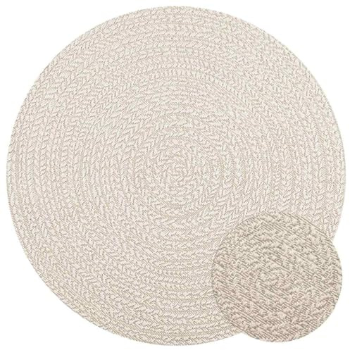 vidaXL Teppich ZIZUR Creme Ø 120 cm Jute-Optik Indoor und Outdoor
