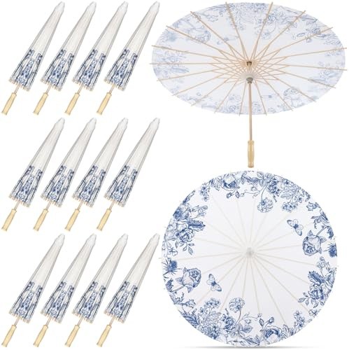 Lemosae 23.6 Paper Umbrellas Bulk for Wedding, 12 Pack, Flower