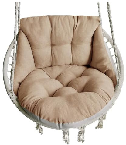 EAFBAYEP Hängesesselkissen Hängesesselkissen, Hängekorb-Eierstuhlkissen, runder Sitz, Dickes Nest-Rückenkissen, geeignet for den Innenhofgarten(Brown)