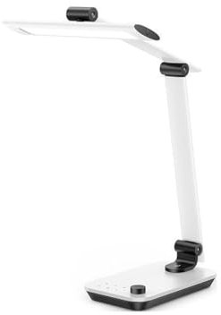 Lampe de bureau LED articulée 12W avec port USB recharge rapide, tactile, lampadaire de table avec variateur, luminaire température variable blanc chaud ou froid, luminosité automatique, aluminium