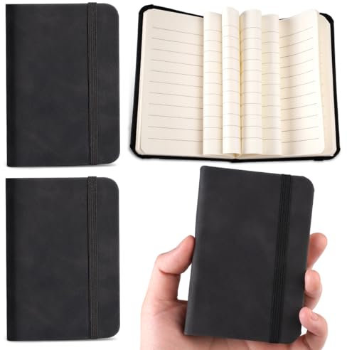 3 Stück Notizbuch Klein A7, 11x8cm Ledereinband Mini Notizbuch Taschennotizbuch mit Gummizugverschluss Tragbares Pocket Notebook Geeignet Für Tagebuch, Schule, Arbeit, Reisetagebuch, Tagesplaner