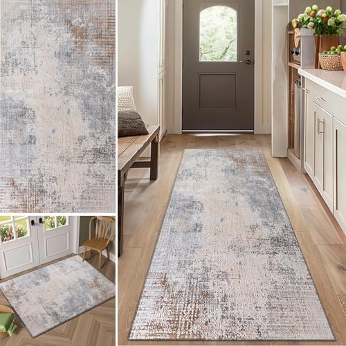 Gikleihwy Läufer Teppich Flur 70 x 160 cm, rutschfest Waschbar Fußmatte, Eingangsbereich Läufer Teppich für Küche Korridor Schlafzimmer Wohnzimmer Meterware Anpassbar