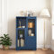 KOMHTOM Armoire de Rangement Moderne,Commode Multifonctionnel avec 2 Portes Vitrées et 4 étagères Réglables,Espace Ouvert,Design sans Poignée,pour Salon et Chambre à Coucher (Bleu)