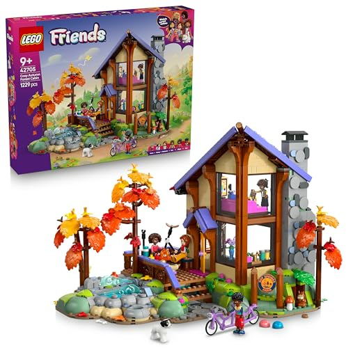 LEGO Friends Baita nella Foresta Autunnale - Miniatura da Costruire di Casa Giocattolo con 4 Mini Bamboline, 2 Animali Domestici e Accessori - Regalo di Compleanno per Bambine da 9 Anni in su - 42705