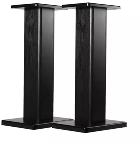 Easnuroz Wood Grain Speaker Stands 15-90cm Floor Speaker Stand With Can Be Filled With Sand Surround Sound Speaker Stands For Home Theatre Music Studio Use(Black,50cm/19.6inches)