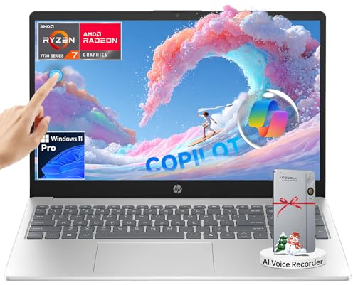 HP 2025 15.6'' Touchscreen Business Computer Laptop, AMD Ryzen 7 7730U (8-Core, Beats i7-1355U), 64GB RAM 2TB SSD, Numeric Keyboard, Copilot Key, Wi-Fi 6, Windows 11 Pro, Patented KB Kit