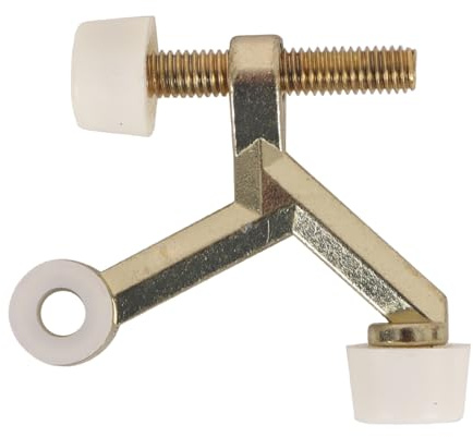 Gutol Hinge Pin Door Stopper – Adjustable Deluxe Heavy, Light Brass with White Rubber Buffer Tips for Top of Door