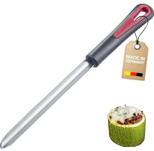 Westmark Zucchini Aushöhler Gallant – Ideal zum Aushöhlen von Zucchini und anderem Gemüse für köstliche Füllungen, Komfort-Soft-Touch-Griff – Schwarz/Rot/Silber