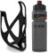 Cube HPP Cage - Stealth Black & Flow Bottle - Clear, 750ml / Water Drink Flask Vessel Bidon Holder Mount Bracket Kit Lightweight Plastic Drinking Hydration Biking Bike Riding Frame Accessories