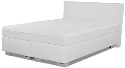 Charlottes Möbelkaufhaus Boxspringbett ROM II 180x200 cm Matratzen und Topper Härtegrad H2 H3 Echtes Boxspringbett Kunstleder Weiß Made in Germany. (180x200 cm, Kunstleder Weiß)