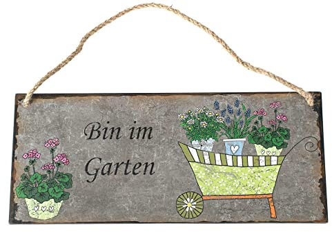 ZARTMANN LIVING Dekoschild Bin IM Garten - Metallschild - Gartenschild - Wanddeko