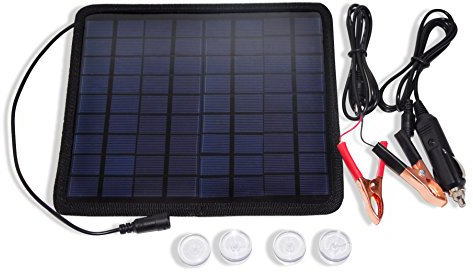 NUZAMAS Poartable 5.5W 18V Chargeur de Panneau Solaire 2in1 Clapet Anti-allumage et Alligator Clips pour Batterie de Voiture Batteries Charger 12V Recharge Outdoor Camping