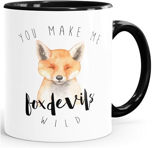 MoonWorks Kaffee-Tasse Geschenk You make me fox devils wild Liebe Spruch lustig verliebt Love Quote Freund Freundin Schwarz unisize