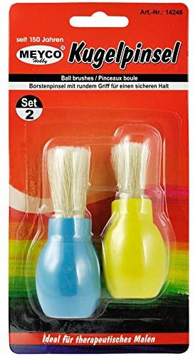 Meyercordt GmbH Therapeutischer Pinsel 2er Set, Acryl, Weiß, Tierhaare, Runde Borste, Kürbis Griff