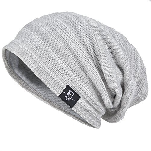 VECRY Herren Slouchy Stricken Übergroße Beanie Skull Caps Künstlerische Hüte (Blass)