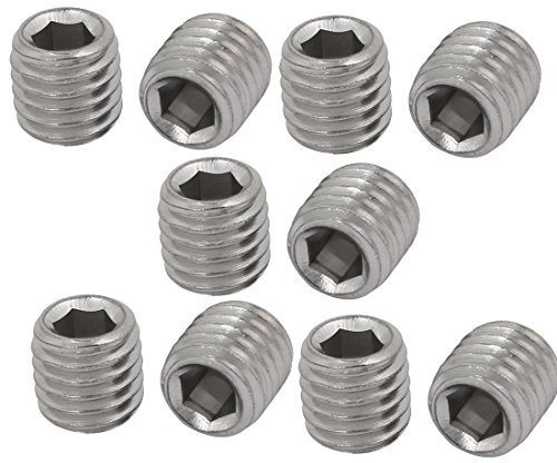 sourcing map 10 Stücke M10 x 10mm 304 Edelstahl Innensechskant Antrieb Flachspitz Madenschraube