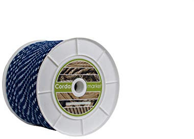 Cordamarket Trenzado Algodón y Poliéster de Alta Tenacidad Cuerda Náutica Multiusos para Barco, Toldos y Proyectos Técnicos, Adultos Unisex, Azul/Blanco, 6mm x 200m