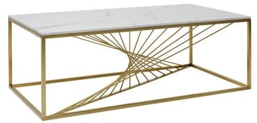 Kare Design Couchtisch Art Marble, Gold, Wohnzimmertisch, Beistelltisch, Stahl Gestell, ESG-Glas Tischplatte, handgefertigt, 45x140x71 cm (H/B/T)
