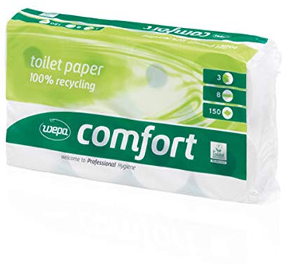 Wepa Comfort Toilettenpapier 3-lagig, 200 Abrisse 8-Rollen