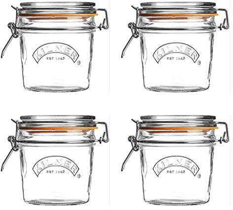 Kilner Clip Top Round Glass Jar 0.35 Liter Clear/Transparent (Pack of 4)