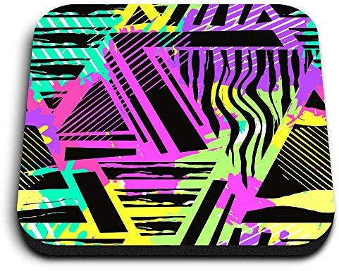 1 x Square MDF Fridge Magnet - 80's Pop Art Bright Artistic Style 21067