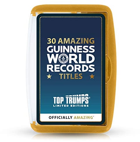 Top Trumps Guinness World Records Limited Editions Card Game, discover 30 amazing records including largest Game Boy, most tattooed and longest fingernails, gift and toy for players aged 6 plus