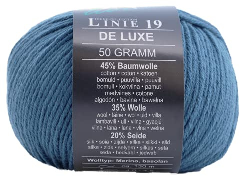 Online Linie 19 De Luxe Farbe 06 blau, Wolle mit Seide, Merinowolle und Baumwolle