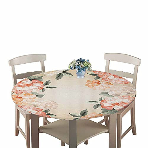 Chickw1 Tischdecke Runde Wasserdicht Abwaschbar Blumenmuster Tischschoner Elastische Kante, Tischtuch aus Polyester für Küche, Esszimmer, Garten, Balkon (Iris,100cm)