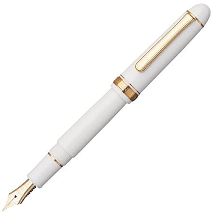 PLATINUM Japanese Fountain Pen #3776 Century Gold Trim Chenonceau White UEF/White/0.18-0.24 mm/Handmade/14K Gold Nib with Gift Box/Fountain Pen