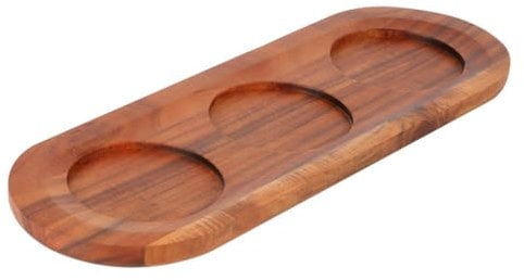 Cabilock Acacia Wood Serving Tray & Drinks Platter Set - 30x10cm Rustic Charcuterie Board with Raised Edge for Wine, Whisky, Cheese, Appetizers, Home Entertaining Decor