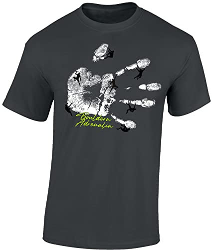 Kletter T-Shirt : Bouldern Adrenalin - Klettern Outdoor Ausrüstung Zubehör Geschenk (Dark Grey L)