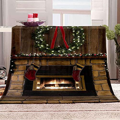 YHDNP Kuscheldecken 100x130cm Decke Grüner Weihnachtskranz Decken 3D-Digitaldruck Kuscheldecke Flanelldecke Weich Wohndecke Sofadecke Flauschig Decke Für Kinder Jungen Erwachsene Wohndecke