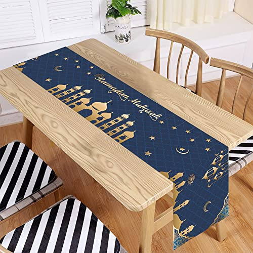 Ramadan Mubarak Tischläufer Tischdekorationen – Ramadan Moschee Laterne Islamische Happy Ramadan Mubarak 2024 Partyzubehör Dekorationen, 35 x 180 cm