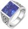 Tony Fein Siegelring Lapislazuli Stein Blau Massiv 925 Silber für Damen und Herren Rhodiniert Anlaufgeschützt 60 (19,1 mm Ø)