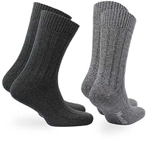 NORFOLK SOCKS Cotton & Bamboo Blend Hiking Socks, Soft, Crew Length, Men & Women, 2 Pair Pack
