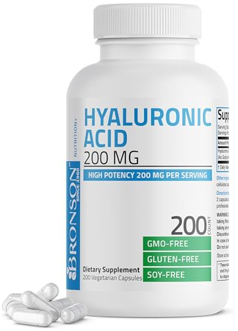 Bronson Hyaluronic Acid 200 MG High Potency Joint Health & Healthy Skin Support, Non-GMO, 200 Vegetarian Capsules