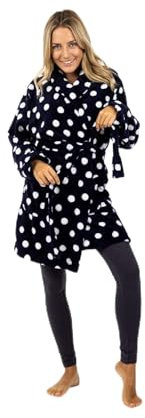 TURTLE Women Robes Solid Short Length Robes Nightdress Summer Loungewear Bathrobes Robe Sleepwear Bridesmaids Dressing Gown Soft Comfortable Lightweight Open Front Waffle(Polka Dot Navy Robe)