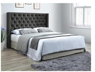 Vente-unique - Tête de lit capitonnée - 190 cm - Tissu - Gris - Massimo